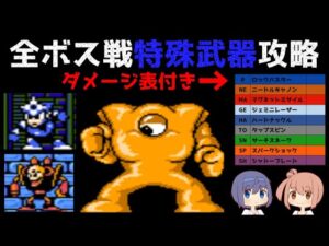 【ロックマン３】ボス戦弱点武器・特殊武器攻略【ダメージ表付き】